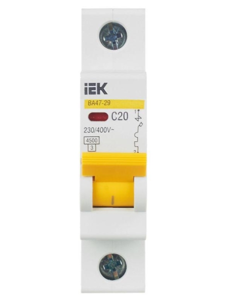 Выключатель автоматический модульный 1п C 20А 4.5кА ВА47-29 KARAT IEK MVA20-1-020-C