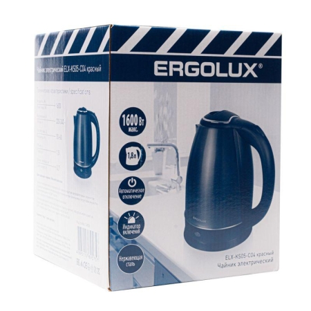 Чайник ELX-KS05-C04 1.8л 220-240В 1600Вт нерж.сталь красн. ПРОМО Ergolux 14926