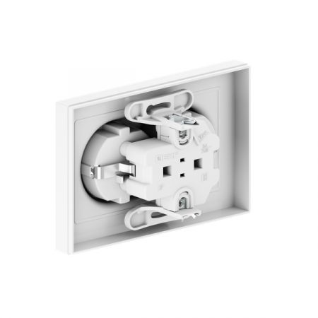Розетка 2-м СП Эпика 16А с заземл. без защ. шторок с рамкой механизм бел. EKF UP1-SOW-210
