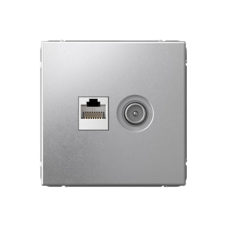 Розетка компьютерная + телевизионная 2-м СП ArtGallery RJ45 кат.5E + TV механизм алюм. SE GAL000389