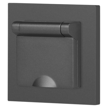 Розетка 1-м СП Accent 6-203-07 16А IP20 250В 2P+E Schuko с крышкой AL/CU графит Intro Б0063441