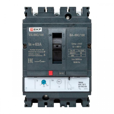 Выключатель автоматический 3п 100/63А 36кА ВА-99C Compact NS PROxima EKF mccb99C-100-63