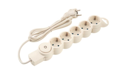 Фильтр сетевой 5х1.5м с/з с выкл 2кВт 10А/2 сл. кость Duwi 32570 3