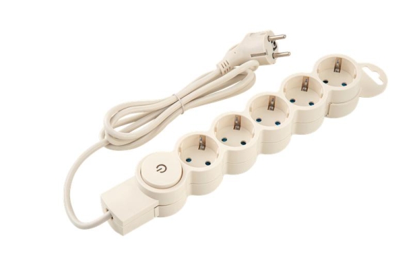 Фильтр сетевой 5х1.5м с/з с выкл 2кВт 10А/2 сл. кость Duwi 32570 3