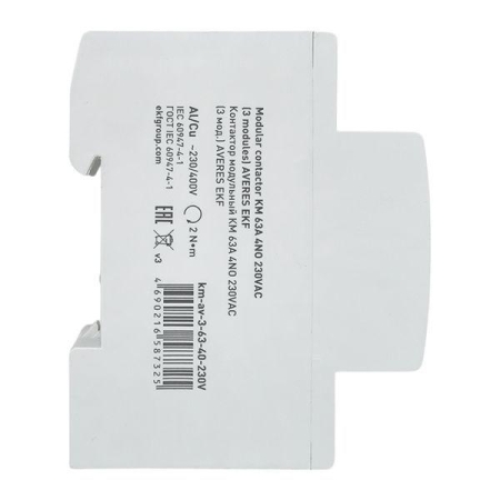 Контактор модульный КМ 63А 4NO 230В AC (3 мод.) AVERES EKF km-av-3-63-40-230V