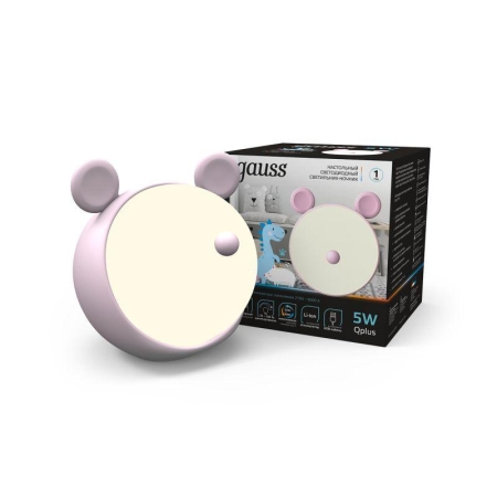 Светильник настольный Qplus 5Вт 2700-6000К 200лм 5В аккум. Li-ion 1200мА.ч диммир. ночник роз. GAUSS NN7024