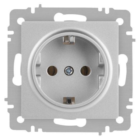 Розетка 1-м СП Accent 6-202-03 16А IP20 250В 2P+E Schuko алюм. Intro Б0063686