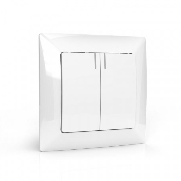 Выключатель 2-кл. СП AVA 10А IP20 с индикатором в сборе бел. TOKOV LIGHT TKL-AV-V2IF-C01