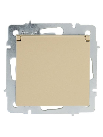 Розетка с заземл. VESNA с крышкой ПБТ зол. LEZARD 742-3688-123B