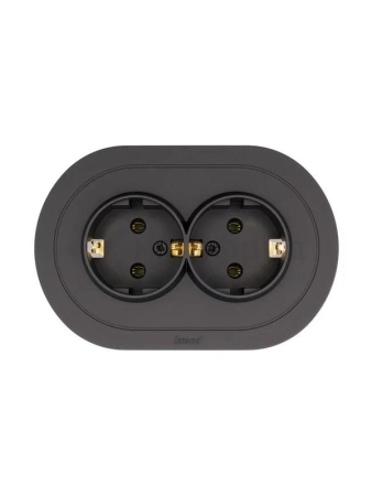 Розетка 2-м СП OSEN с заземл. ПБТ круглая механизм черн. бархат LEZARD 744-4200-127B