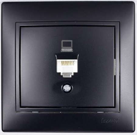 Розетка компьютерная 1-м СП Mira RJ45 черн. бархат LEZARD 701-4242-139