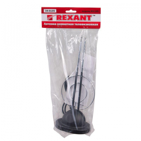 Антенна ТВ комнатная RX-105 телескопич. на подставке с кольцом VHF; UHF 47-860 MHz REXANT 34-0105