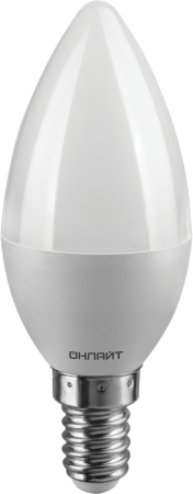 Лампа светодиодная 71 628 OLL-C37-6-230-2.7K-E14-FR 6Вт свеча 2700К тепл. бел. E14 600лм 176-264В ОНЛАЙТ 71628
