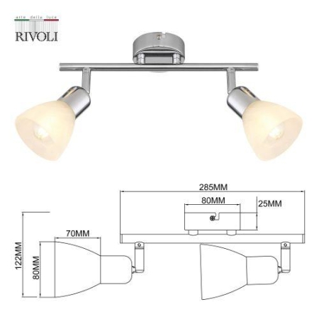 Светильник Keila 7051-702 2хE14 40Вт настенно-потолочный спот поворотный Rivoli Б0054680
