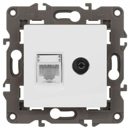 Розетка компьютерная + телевизионная 2-м Elegance 14-3110-01 RJ45 + TV IP20 механизм бел. Эра Б0034314