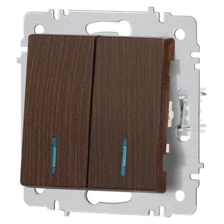 Выключатель 2-кл. СП Accent 6-105-10 10А IP20 250В с подсветкой AL/CU венге Intro Б0063527