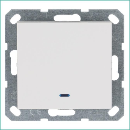 Выключатель 1-кл. 10А IP20 с подсветкой механизм бел. глянцевый Jasmart G3011NW