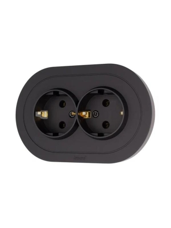 Розетка 2-м СП OSEN с заземл. ПБТ круглая механизм черн. бархат LEZARD 744-4200-127B