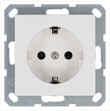 Розетка 1-м Shuko 16А IP20 с заземл. защ. шторки механизм бел. глянцевый Jasmart G5501W