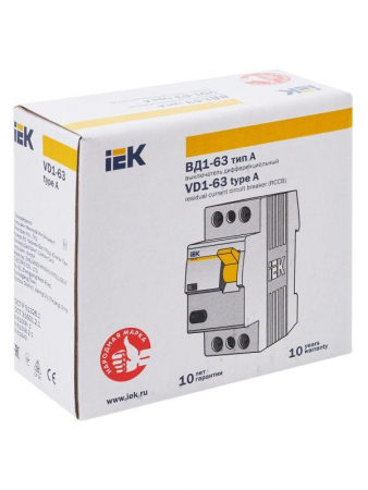Выключатель дифференциального тока (УЗО) 2п 25А 30мА тип A ВД1-63 KARAT IEK MDV11-2-025-030