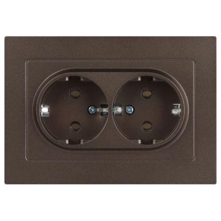 Розетка 2-м СП Accent 6-205-08 16А IP20 250В 2P+E Schuko AL/CU бронза Intro Б0063498