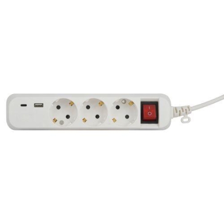 Удлинитель 3х1.5м с заземл. 10А +1xUSBA+1xUSBC с выкл. UB-3es-1.5m-USB Эра Б0052897