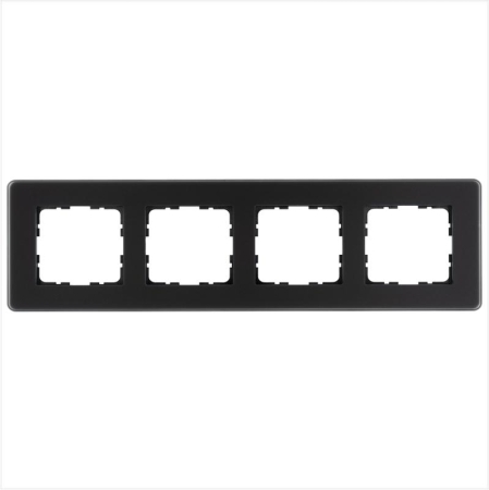 Рамка 4-м G-Glass закругленная стекло матов. черн. Jasmart G1004GB-RM