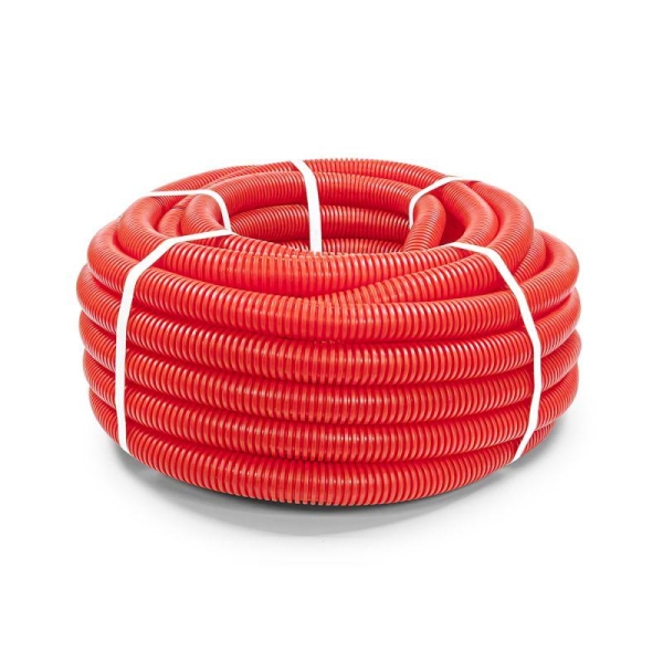 Труба гофрированная ПНД защитная d32/24.3мм для МПТ (пешель) красн. (уп.25м) Промрукав PR02.0090