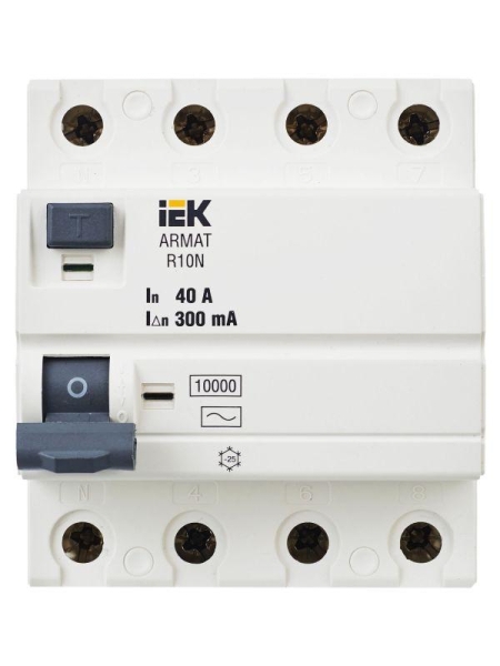 Выключатель дифференциального тока (УЗО) 4п 40А 300мА тип AC ВДТ R10N ARMAT IEK AR-R10N-4-040C300