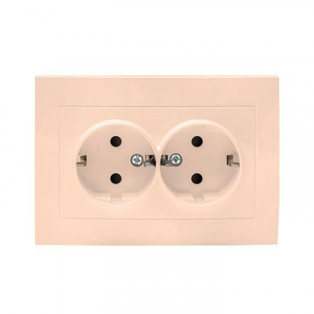 Розетка 2-м СП Валенсия 16А IP20 с заземл. защ. шторки крем. PROxima EKF EWR16-128-20