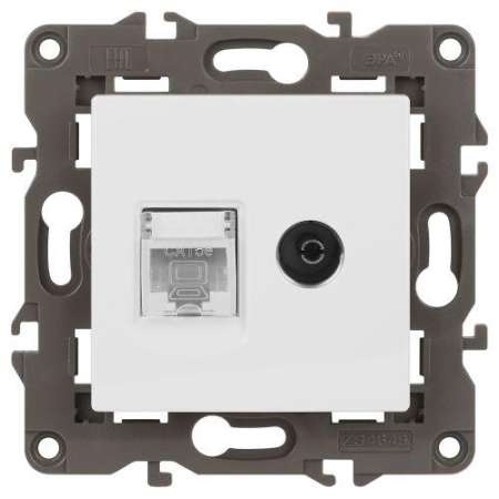 Розетка компьютерная + телевизионная Elegance 14-3110-01М RJ45+TV матов. бел. Эра Б0065767