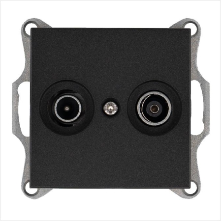 Розетка телевизионная оконечная TV + FM 2-м Ф9.5мм механизм антрацит Jasmart G6204B