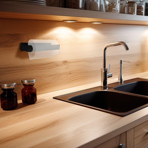 Держатель для бумажных полотенец настенный монтаж без сверления черн. Rexant 38-0637