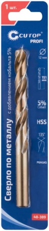 Сверло по металлу Profi 12х151мм с кобальтом 5проц. Cutop 48-389