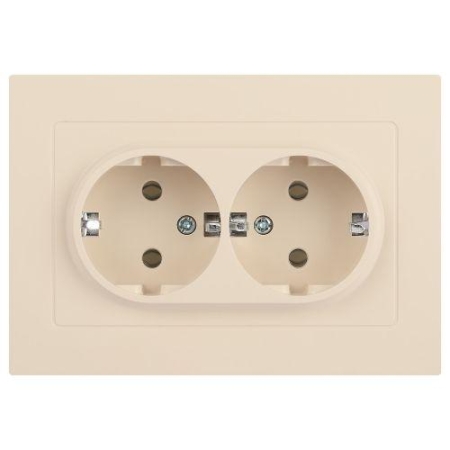 Розетка 2-м СП Accent 6-205-02 16А IP20 250В 2P+E Schuko AL/CU сл. кость Intro Б0063489