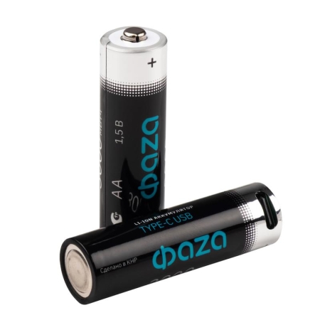 Аккумулятор литиевый AA 1.5В Li-Ion 3000мВт.ч 2000мА.ч зарядка от Type-C шнур в комплекте BL-2 (уп.2шт) ФАZА 5061576