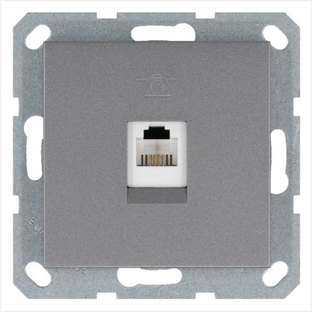 Розетка телефонная 1-м RJ11 механизм алюм. JasmartG6101S