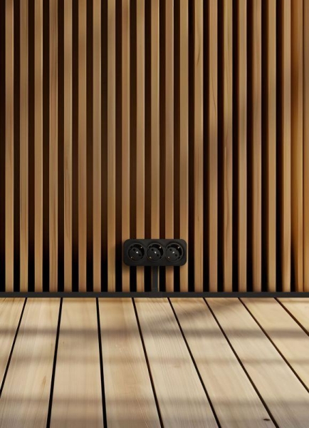 Розетка 3-м ОП Quteo 16А IP20 250В 3х2P+E с заземл. защ. шторки черн. матов. IEK 782473