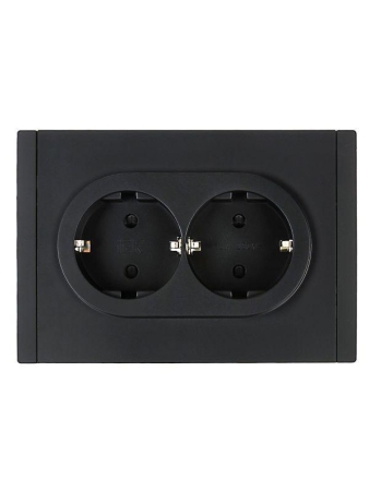 Розетка 2-м СП FORTE&PIANO FP123 16А с заземл. защ. шторки безвинт. крепл. черн. IEK FP-R24-16-1-K02