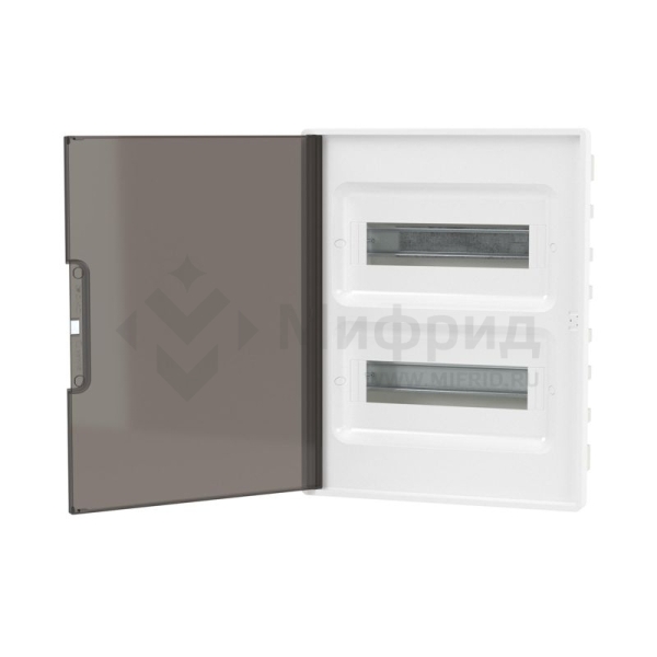 Щиток встраиваемый Фрейм (FRAME) 24мод с тонированной дверцей с 4 шинами PEN (2шт на 8 отверст. и 2шт на 6 отверст.) бел. DKC F24B1WD
