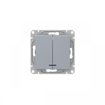 Выключатель 2-кл. СП Эпика с подсветкой механизм алюм. EKF UP1-SWA-24