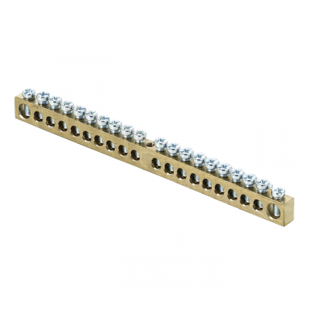 Шина PEN "ноль-земля" 6х9 20 отвер. латунь крепеж по центру PROxima EKF sn0-63-20