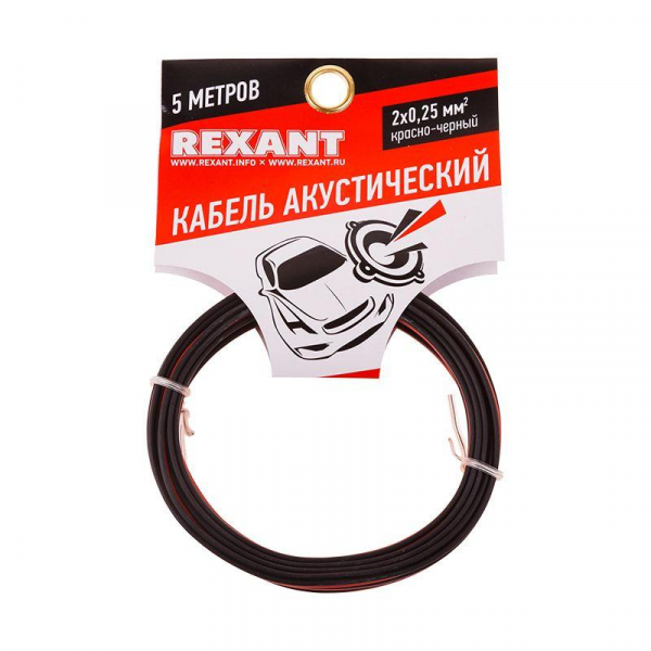 Кабель Stereo 2х0.25 красн./черн. (уп.5м) Rexant 01-6101-3-05