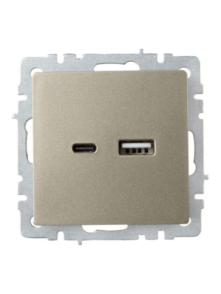 Розетка BRITE USB A+C 18Вт РЮ11-1-БрШ механизм шампань IEK BR-U22-018-K37