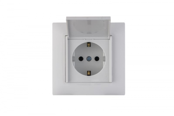 Розетка 1-м с крышкой Karea RIZZ с заземл. бел. Makel 88001029