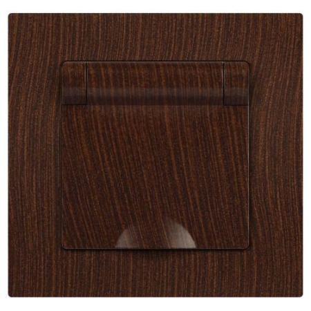 Розетка 1-м СП Accent 6-203-10 16А IP20 250В 2P+E Schuko с крышкой AL/CU венге Intro Б0063454