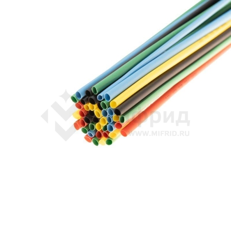 Набор трубок термоусадочных ТУТ нг 3.0/1.5 5 цветов 1м (уп.50шт) Rexant 29-0152