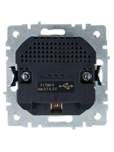 Розетка BRITE РЮш10-2-БрКр 16А с USB A+A 3.1А с заземл. защ. шторки механизм беж. IEK BR-R14-16-U21-D31-K10