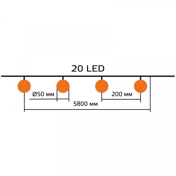 Гирлянда светодиодная садовая Solar "Большие Шары" 20 ламп бел. IP44 GAUSS GS034