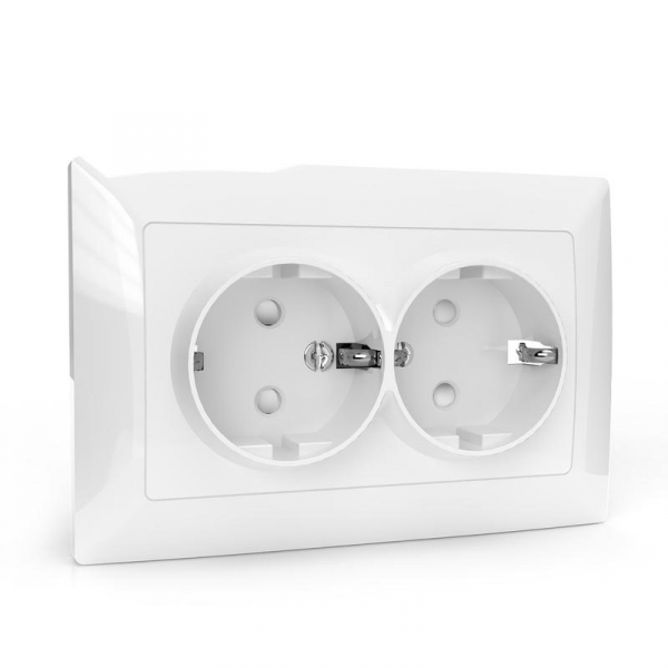Розетка 2-м СП AVA 16А IP20 с заземл. защ. шторки в сборе бел. TOKOV LIGHT TKL-AV-R2FZSF-C01